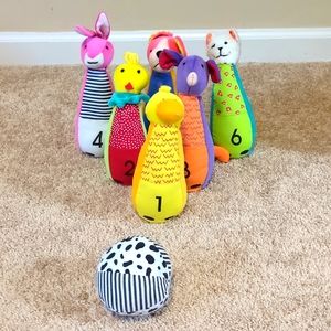 Adorable Plush Bowling Rattle Set